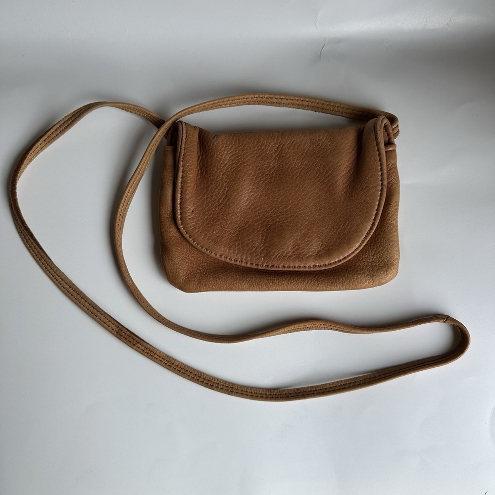 VTG Raven Deerskin Leather Purse Bag Crossbody Made Ohio USA Soft Leather Brown